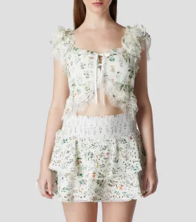 Alice and Olivia Blusa crop top sin mangas estampada Mujer