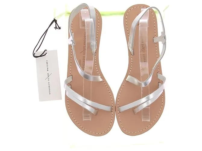 Autre Marque CAROLINA SANTO DOMINGO Sandalias T.EU 40 Cuero Plata 