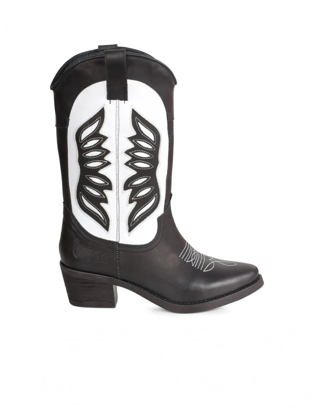 Botas Cowboy Piel Negras y Blancas