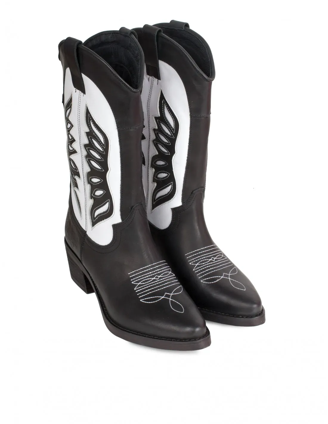 Botas Cowboy Piel Negras y Blancas