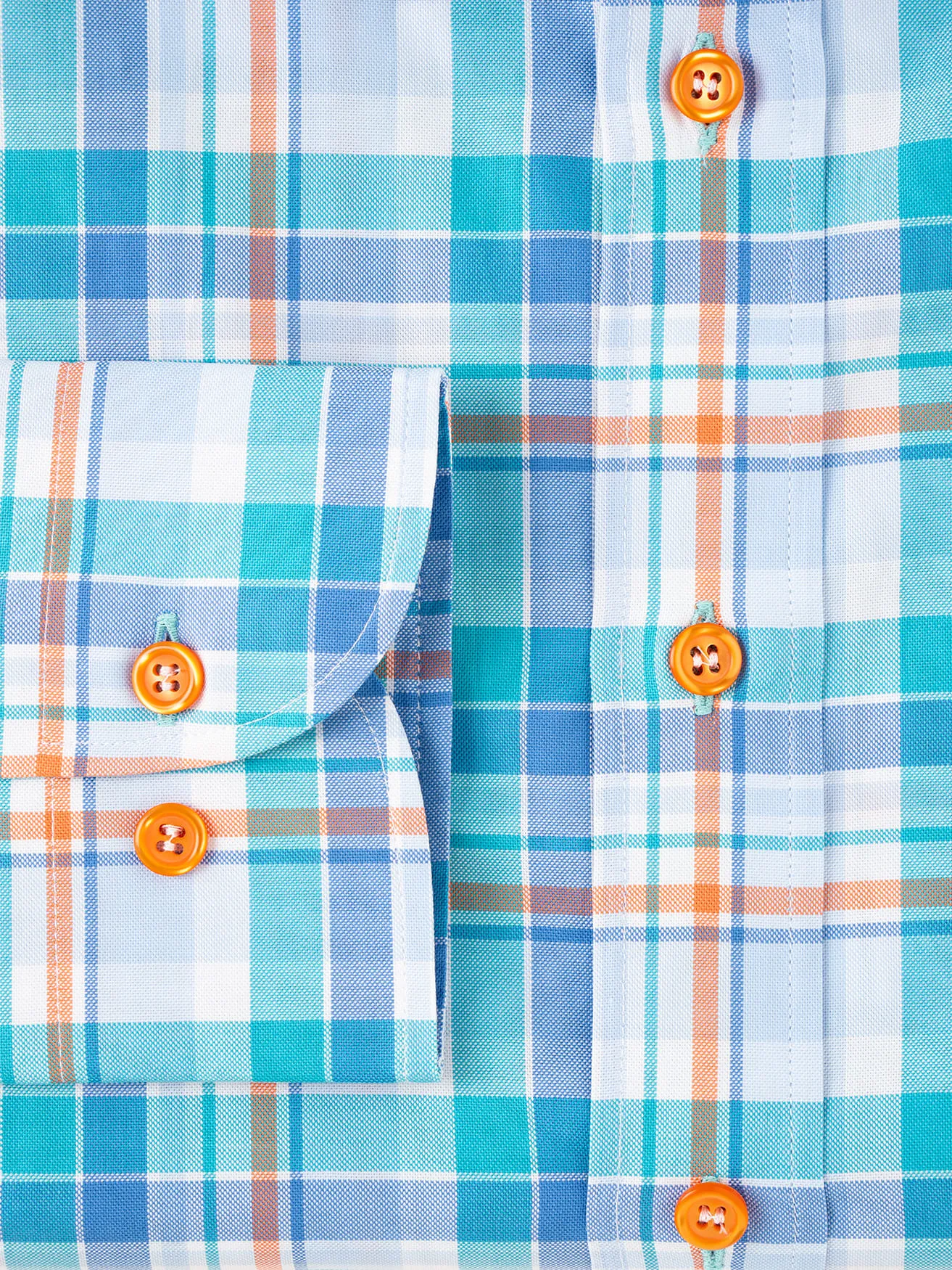 CAMISA CUADROS AZUL Y NARANJA