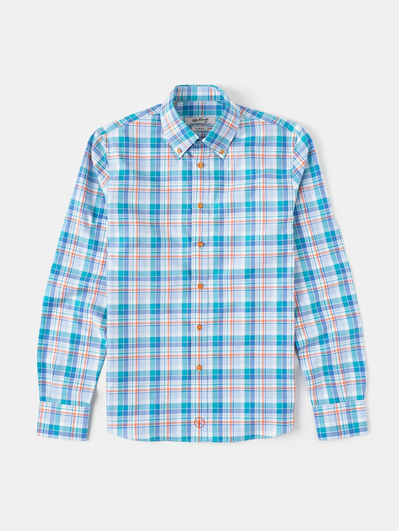 CAMISA CUADROS AZUL Y NARANJA