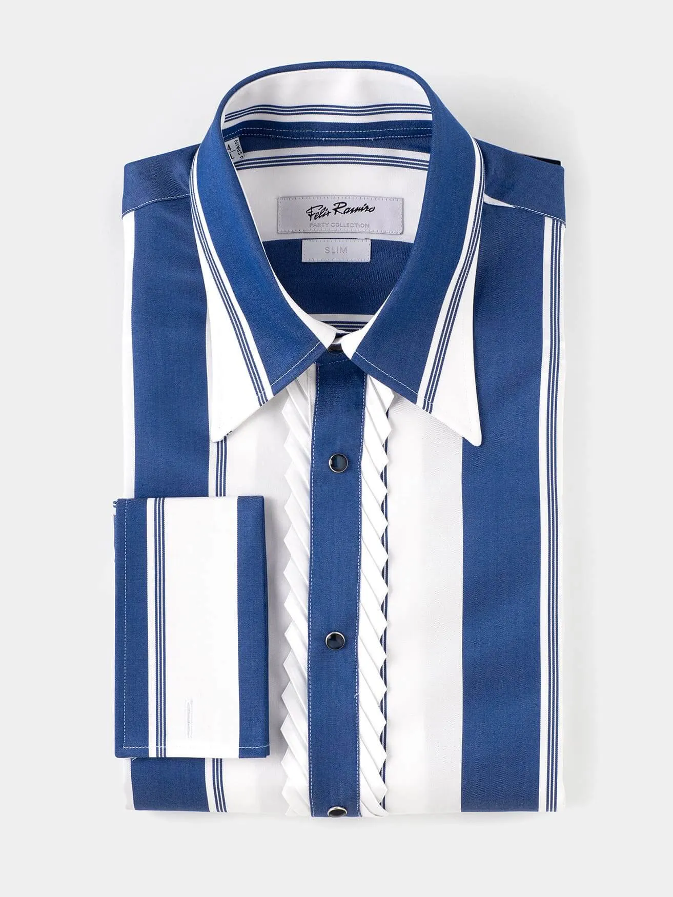 CAMISA FIESTA TENCEL RAYAS AZUL