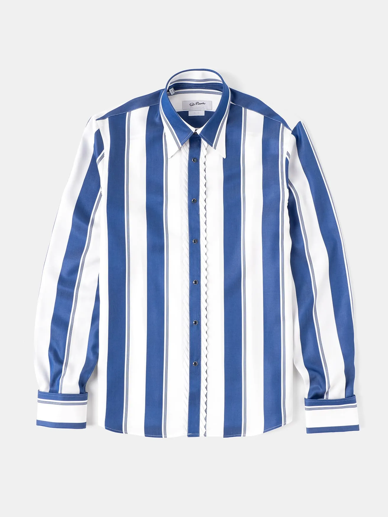 CAMISA FIESTA TENCEL RAYAS AZUL