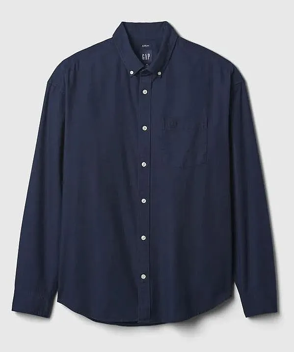 camisa GAP Standard Oxford Logo LS - Tapestry Navy - men´s