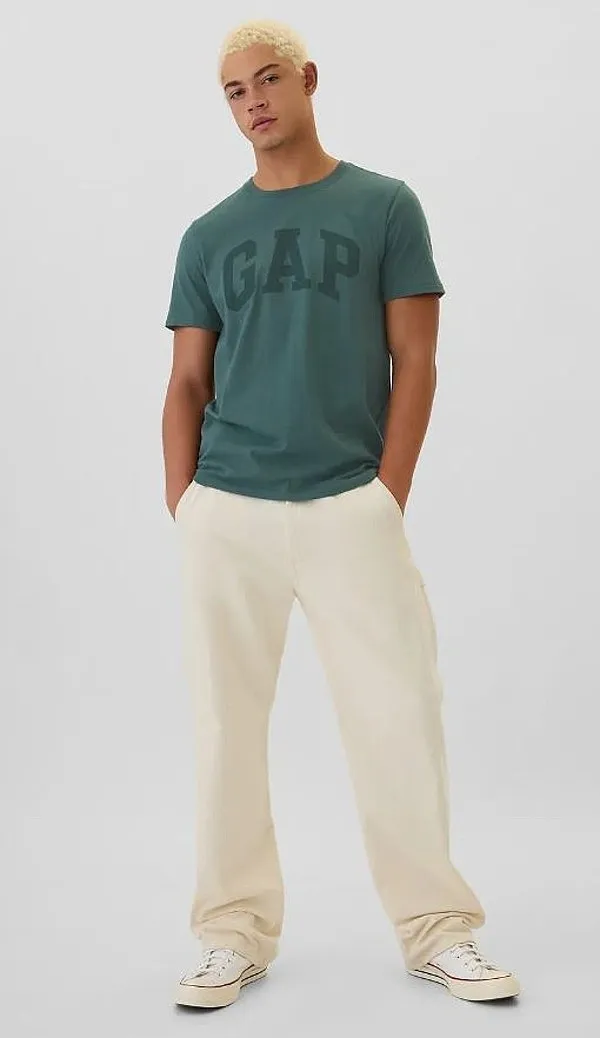 camisa GAP V-Everyday Soft Basic Logo - Moores Green - men´s