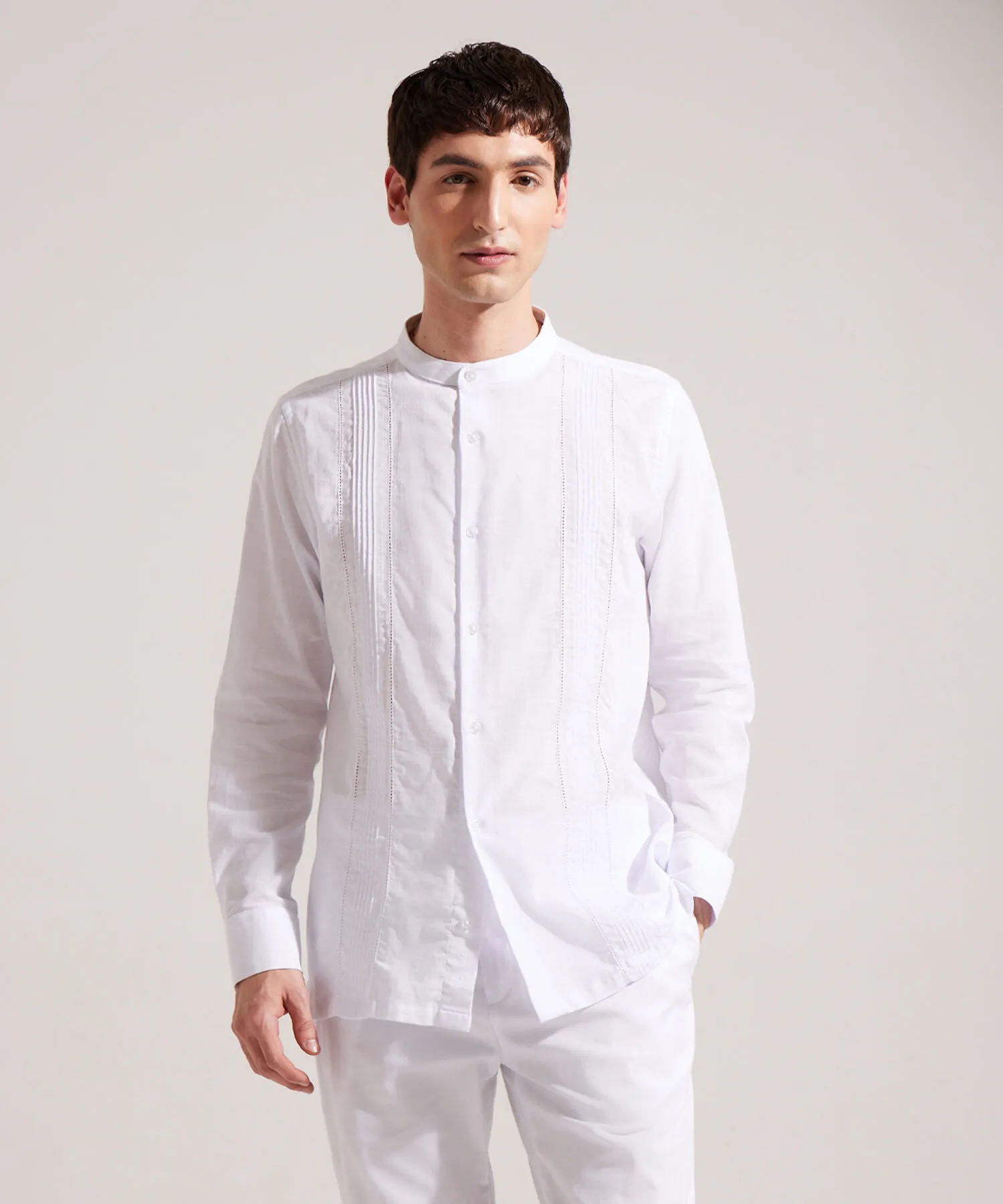 Camisa Guayabera Cuello Mao-