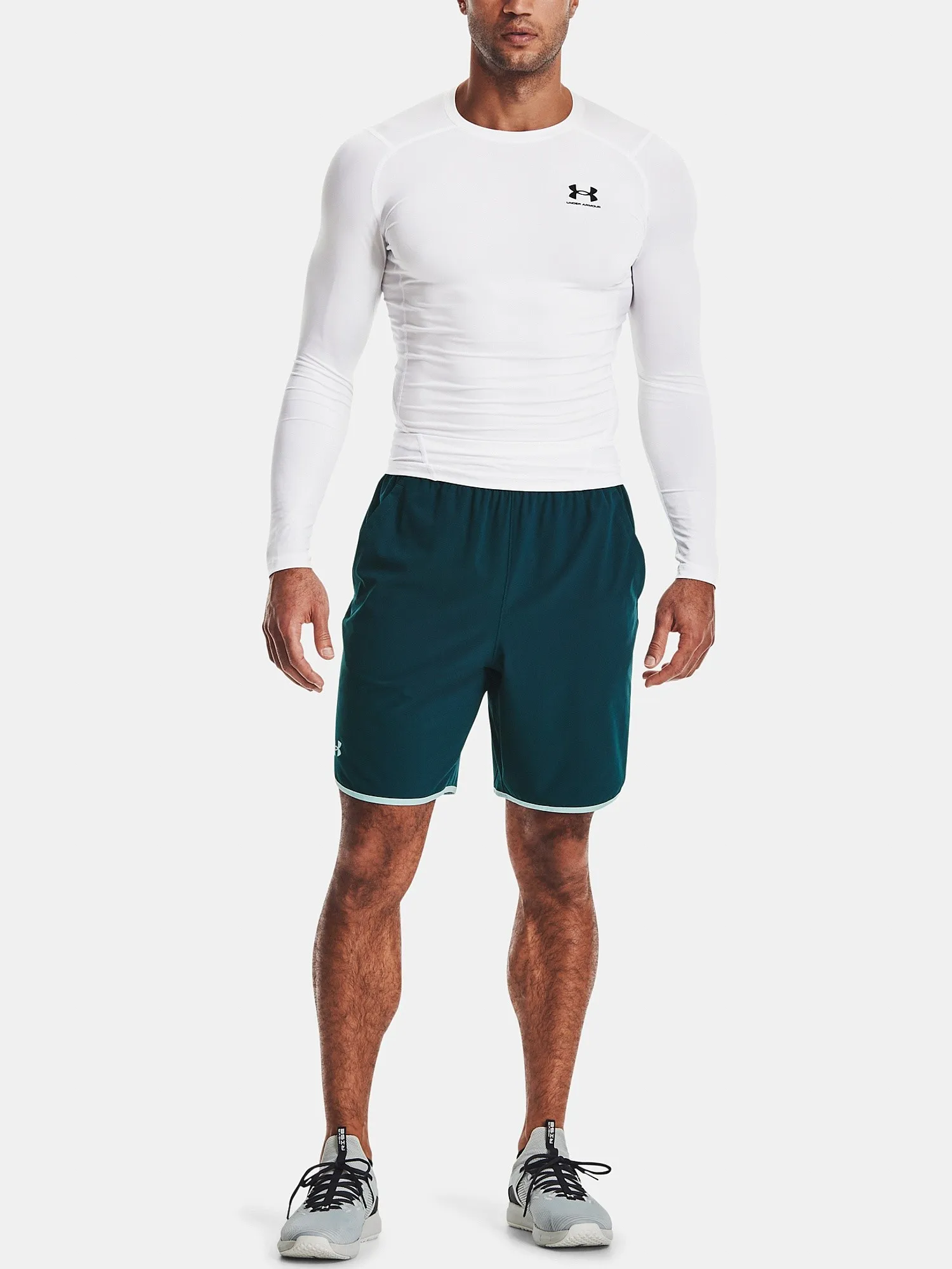 camisa Under Armour HeatGear Armour Compression LS - White/Black - men´s