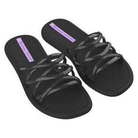 Chanclas Ipanema meu sol slide fem negras y lilas de pala con tiras entrecruzadas