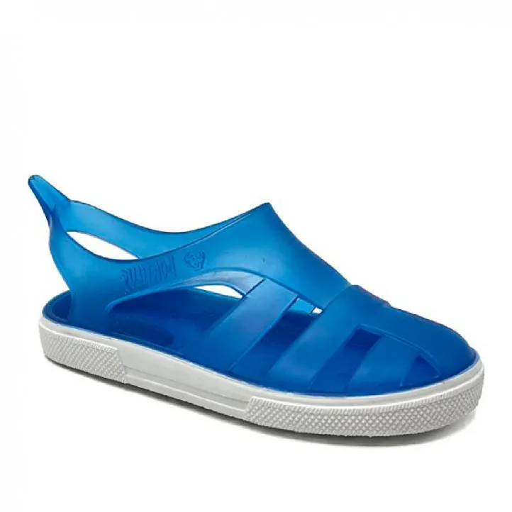 chanclas Pablosky azules con contraste de suela blanca