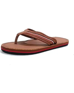 Chanclas TOMMY HILFIGER  de Hombre CHANCLA CASUAL DE TELA Y PIEL  CONAC