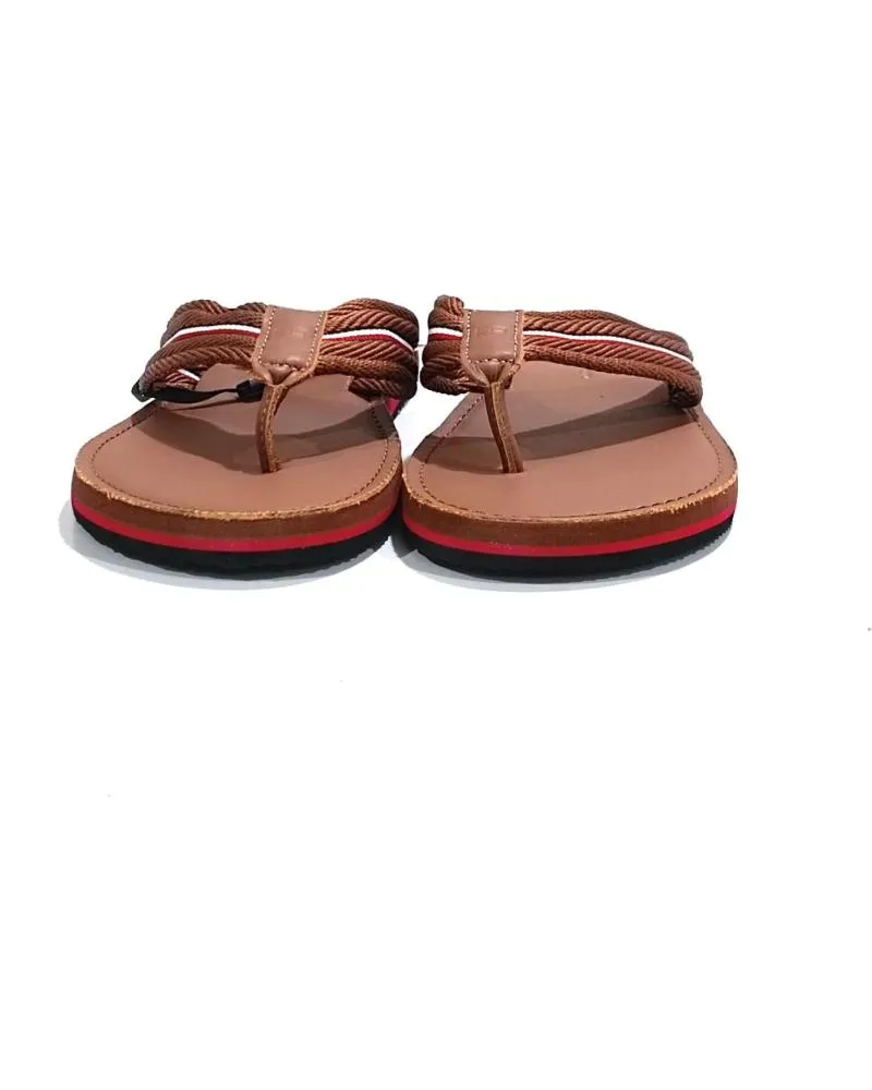 Chanclas TOMMY HILFIGER  de Hombre CHANCLA CASUAL DE TELA Y PIEL  CONAC