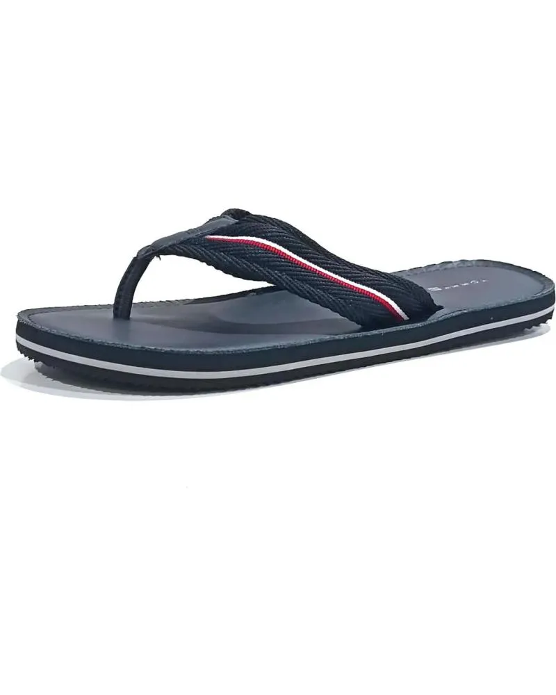 Chanclas TOMMY HILFIGER  de Hombre CHANCLA CASUAL EN TEXTIL Y PIEL  NEGRO