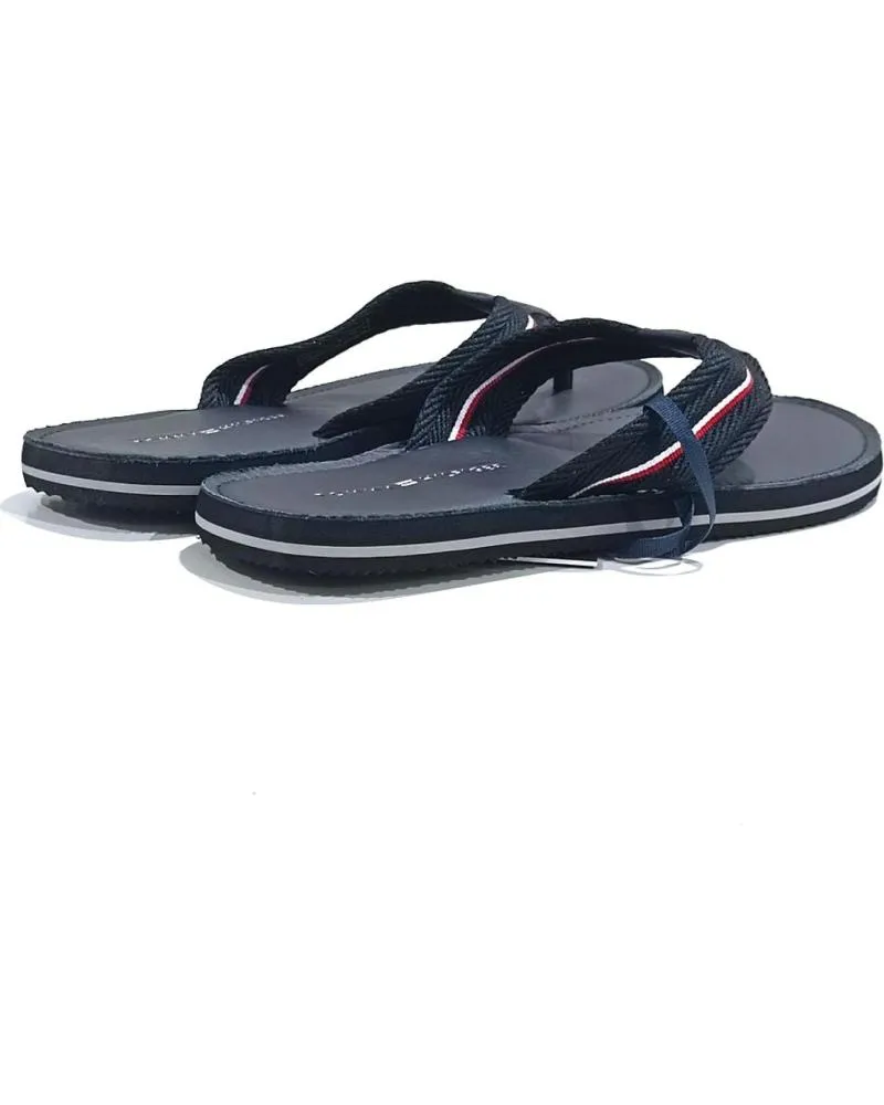 Chanclas TOMMY HILFIGER  de Hombre CHANCLA CASUAL EN TEXTIL Y PIEL  NEGRO