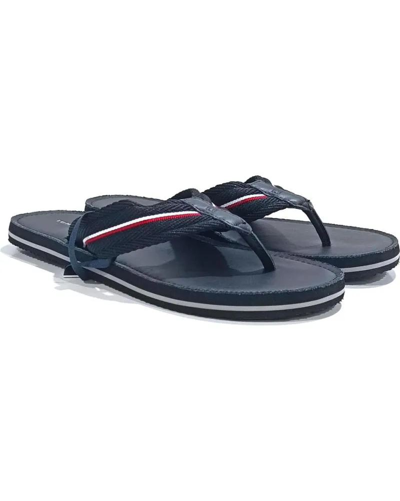 Chanclas TOMMY HILFIGER  de Hombre CHANCLA CASUAL EN TEXTIL Y PIEL  NEGRO