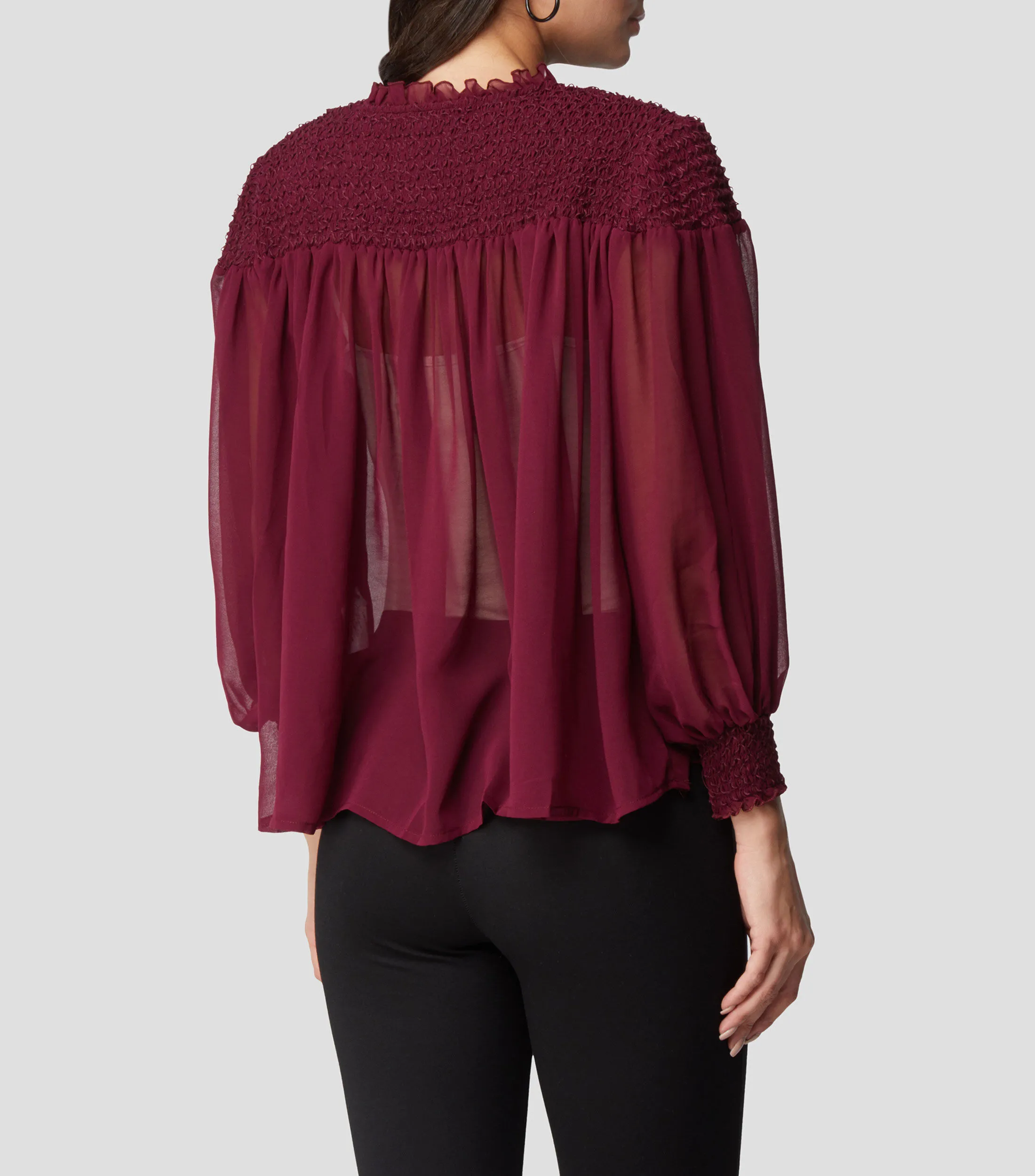 Chester & Peck Blusa texturizada de manga larga Mujer