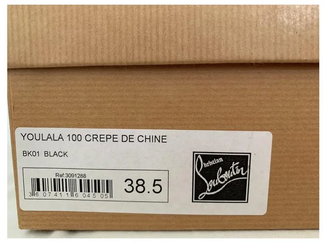 Christian Louboutin Sandalias altas de crepe de China negras Negro 