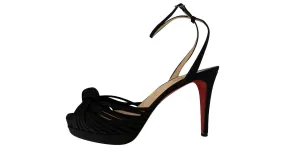 Christian Louboutin Sandalias altas de crepe de China negras Negro 