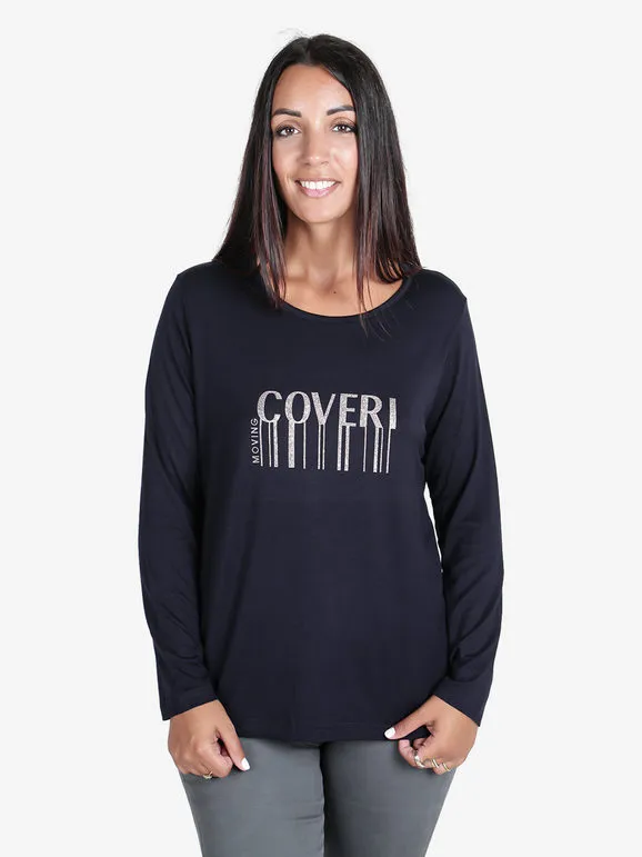 Coveri Moving Jersey de mujer con cuello redondo y estampado