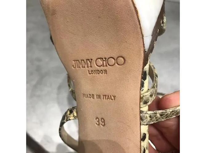 JIMMY CHOO Sandalias T.UE 39 Pieles exóticas Beige 