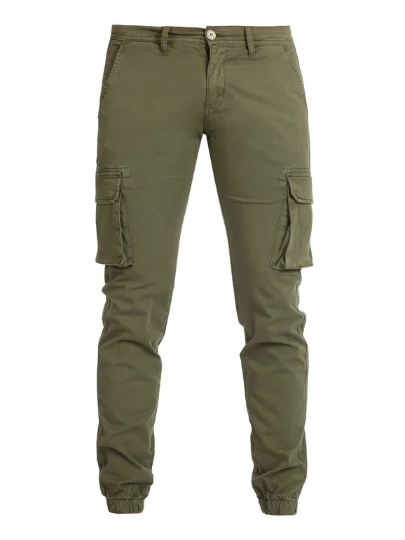 Johnny Looper Pantalones cargo con vuelta para hombre