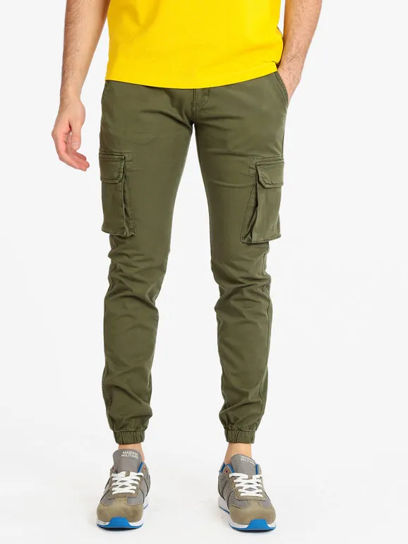 Johnny Looper Pantalones cargo con vuelta para hombre