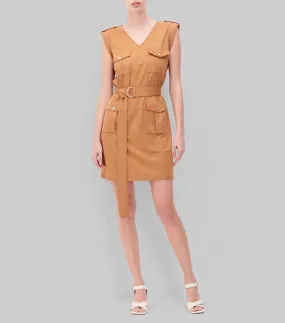 Julio Vestido Silueta H Nuez Estilo Safari Mujer