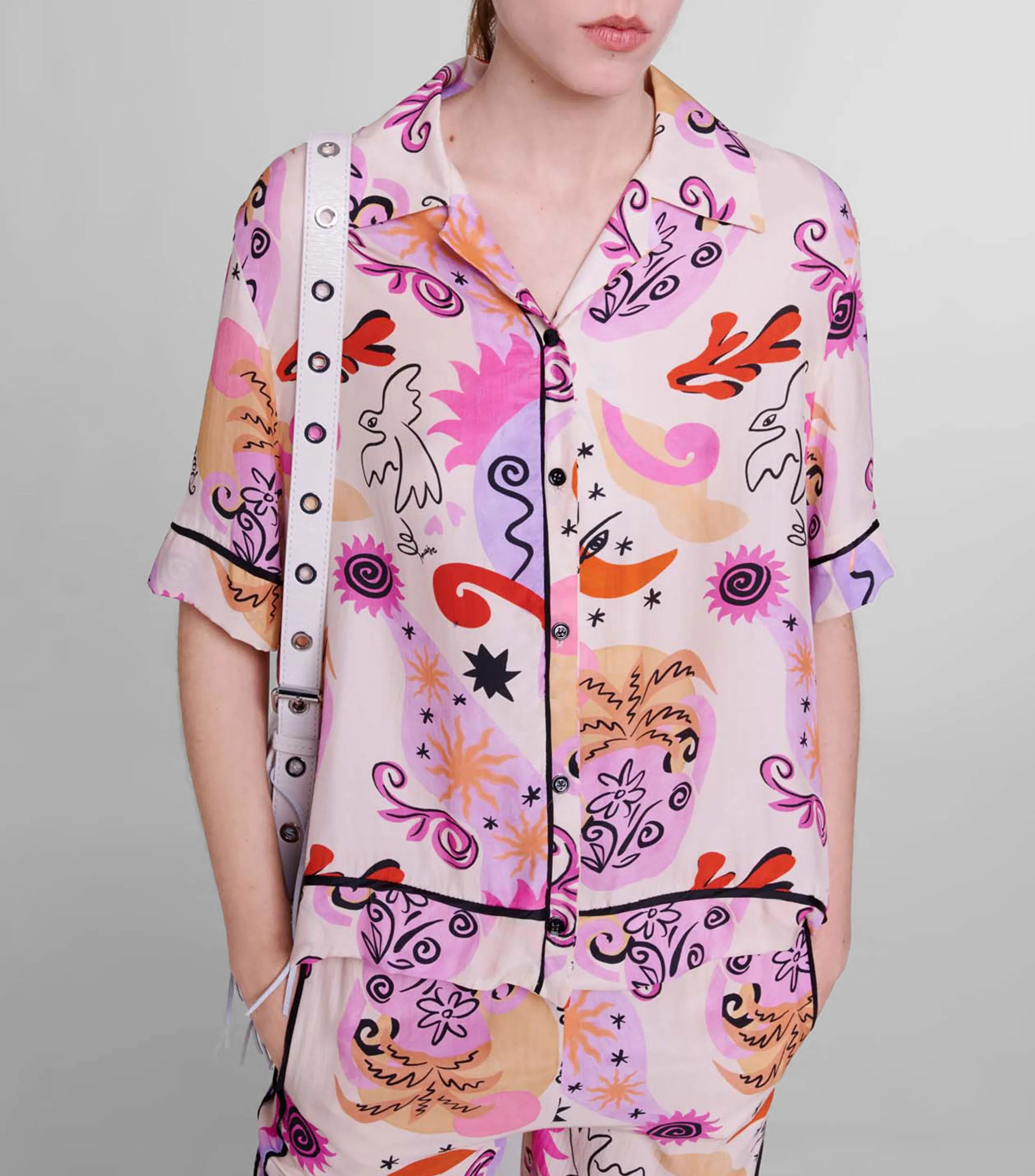 Maje Camisa Estampado Multicolor Manga Corta Mujer