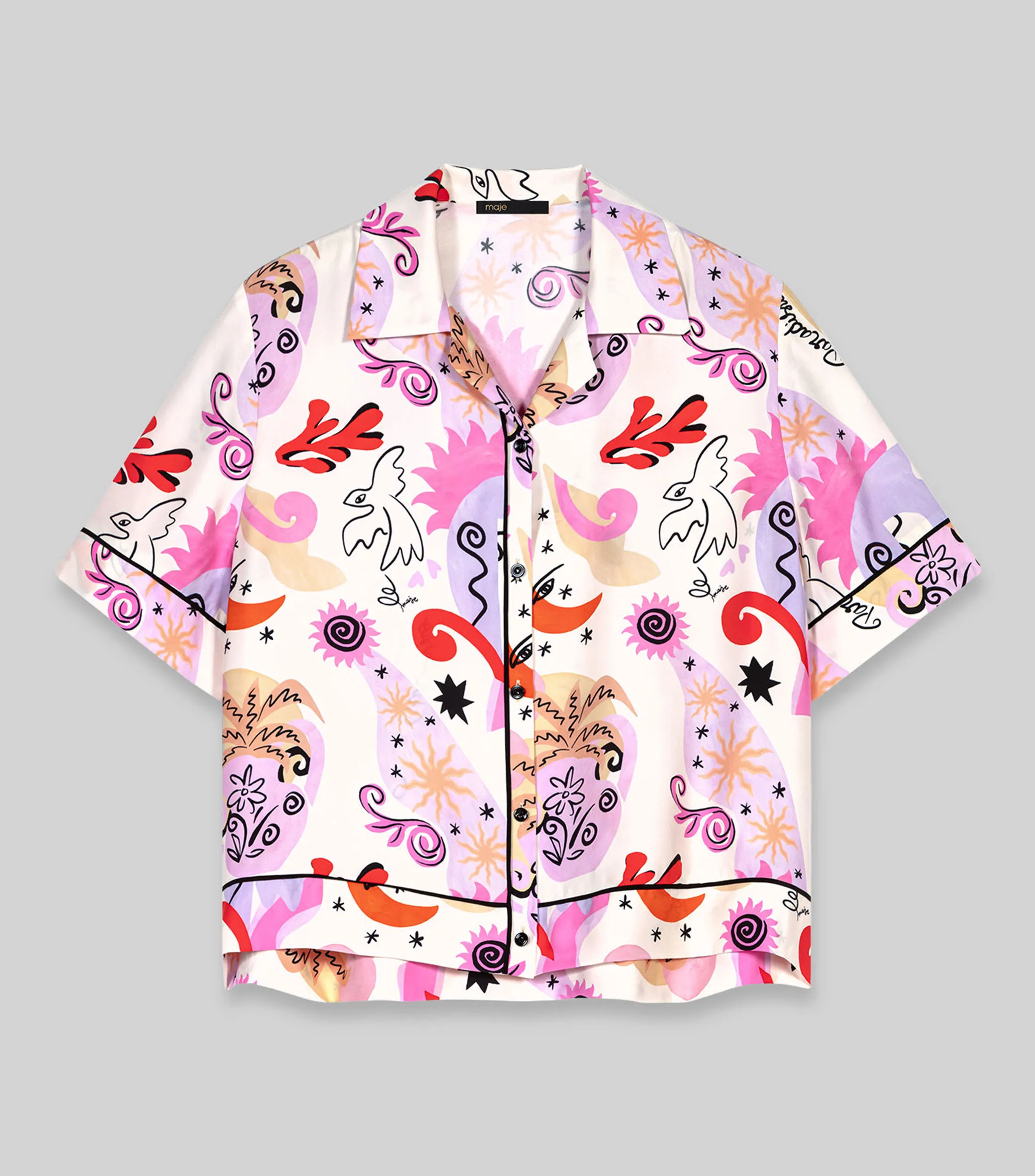 Maje Camisa Estampado Multicolor Manga Corta Mujer