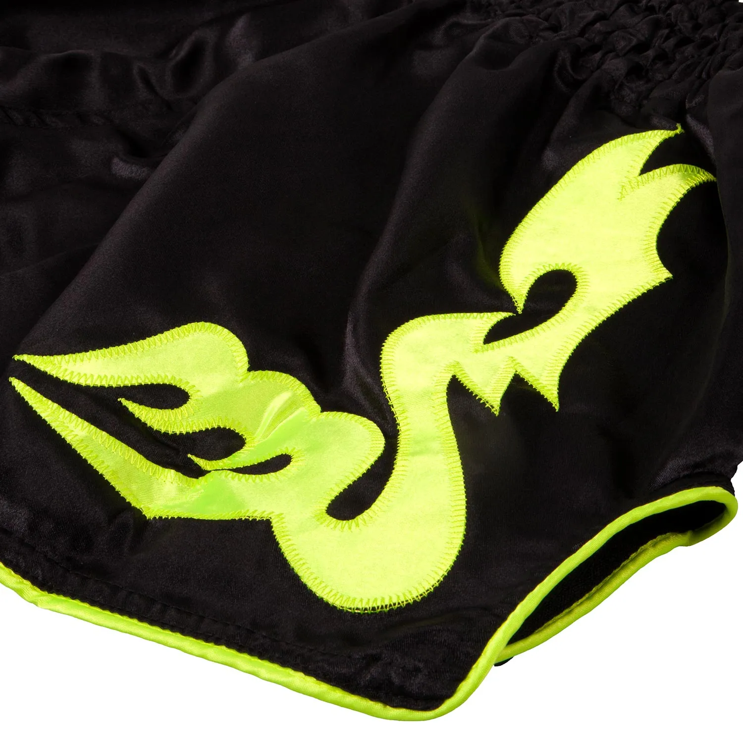 Pantalones cortos Muay Thai Venum Bangkok Inferno Muay Thai Shorts - Negro/Amarillo Fluo