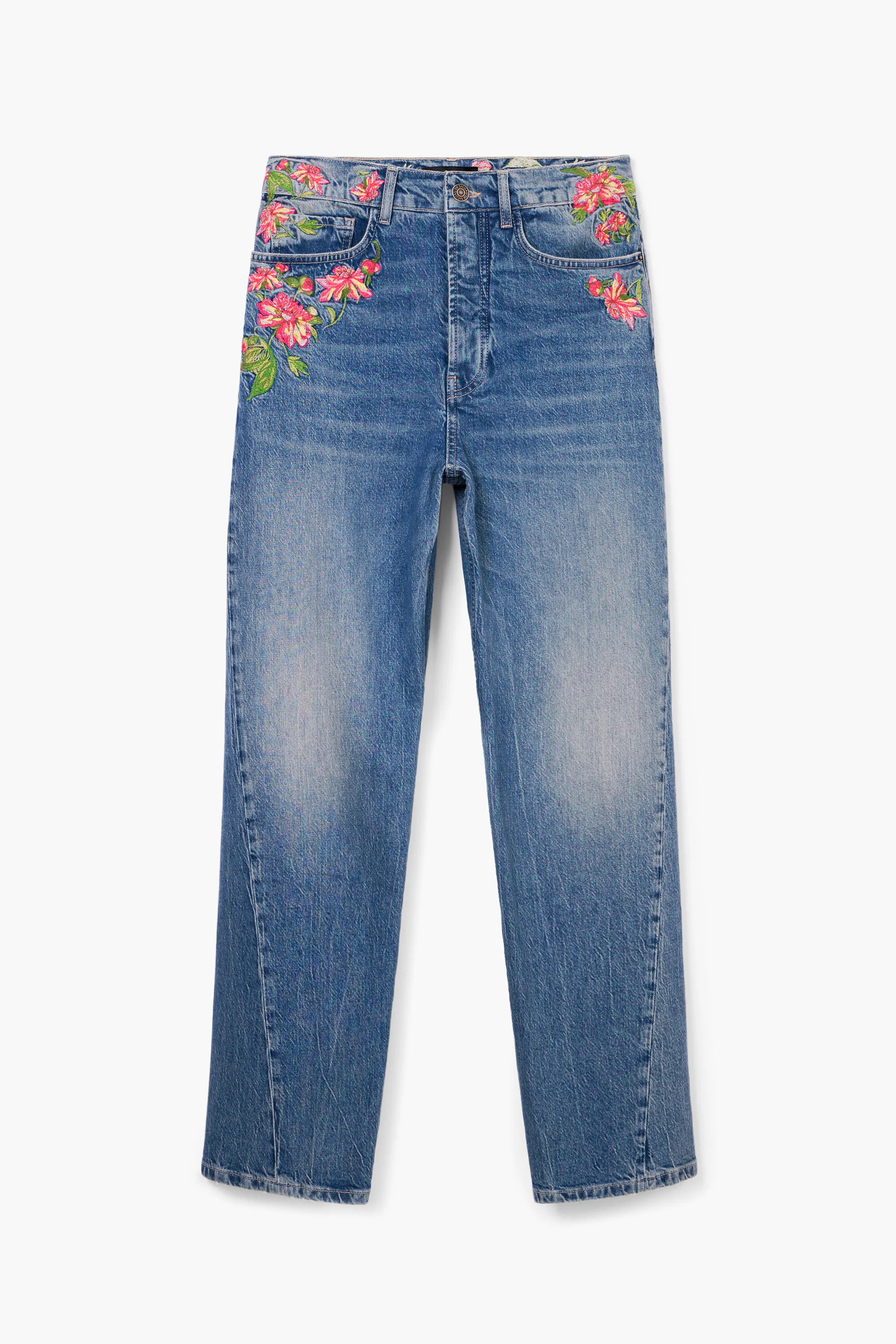 Pantalones largos denim flores