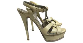 SAINT LAURENT Sandalias T.UE 38.5 Cuero Beige 