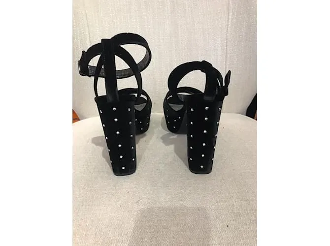 SAINT LAURENT Sandalias T.UE 40 terciopelo Negro 