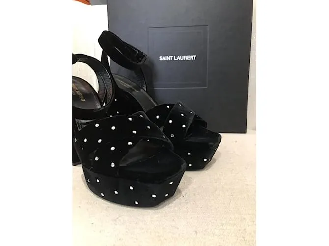 SAINT LAURENT Sandalias T.UE 40 terciopelo Negro 