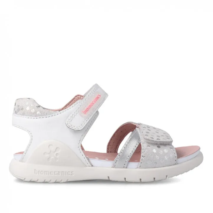 SANDALIAS BIOMECANICS DE NIñA BLANCO Y PLATA 232248C