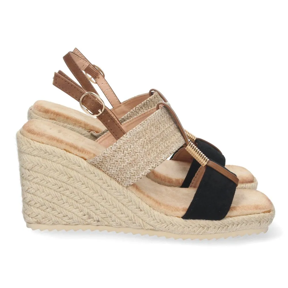 Sandalias con cuña de mujer, alpargatas con cuña, descubre los cupones de Let's Secrets1CF-1583-Negr