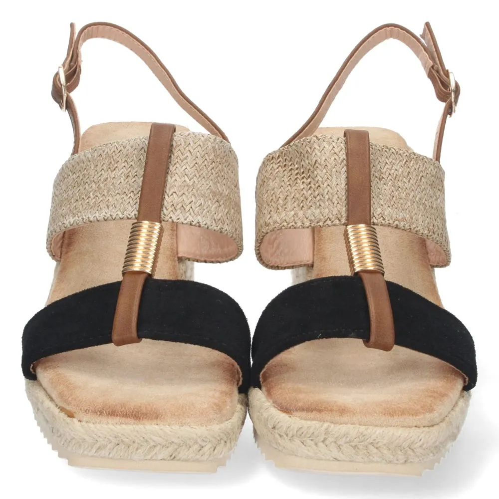 Sandalias con cuña de mujer, alpargatas con cuña, descubre los cupones de Let's Secrets1CF-1583-Negr