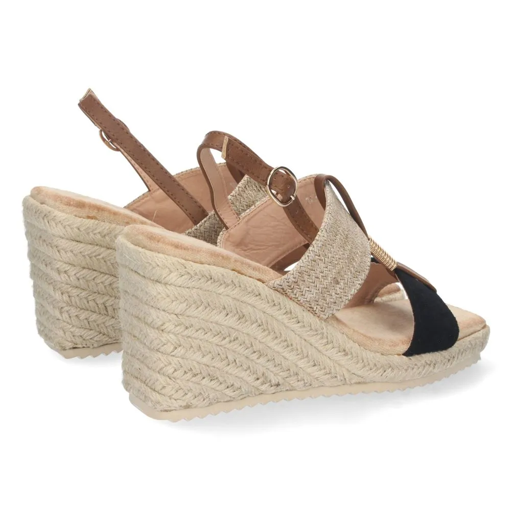 Sandalias con cuña de mujer, alpargatas con cuña, descubre los cupones de Let's Secrets1CF-1583-Negr