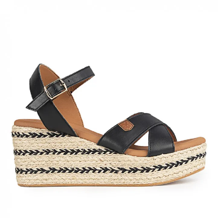 Sandalias cuña Popa benijo napa negro