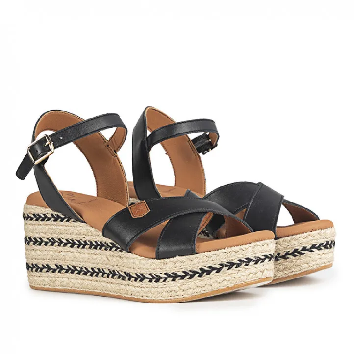 Sandalias cuña Popa benijo napa negro