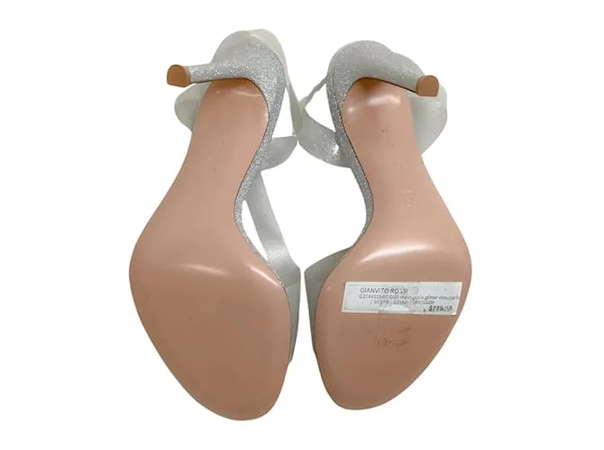 Sandalias halter plateadas con purpurina Metropolis de Gianvito Rossi Plata 