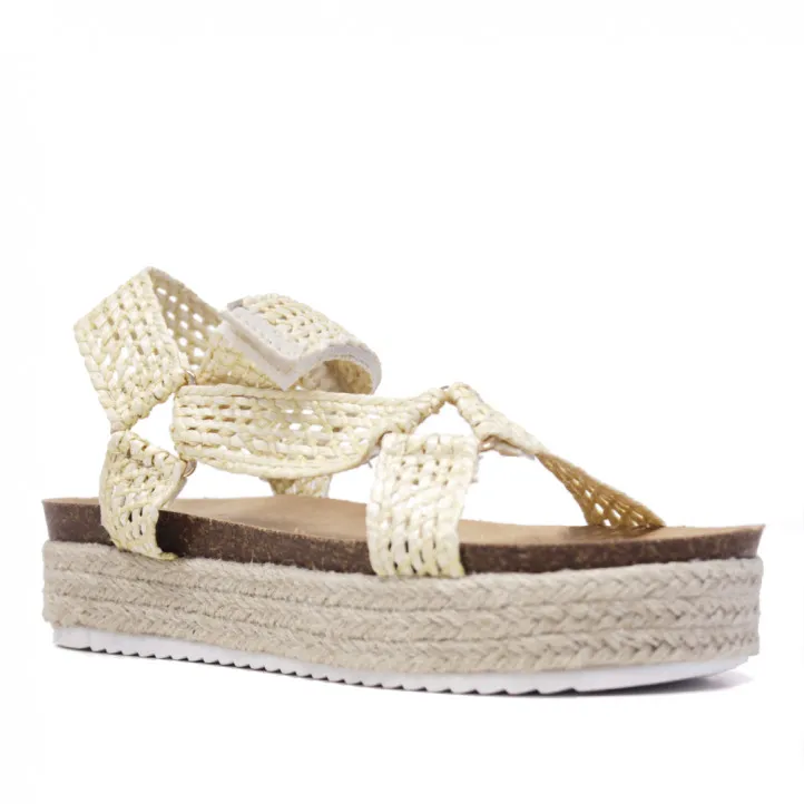 Sandalias plataformas Owel gold coast con tiras de rafia