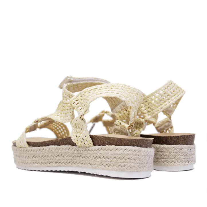 Sandalias plataformas Owel gold coast con tiras de rafia