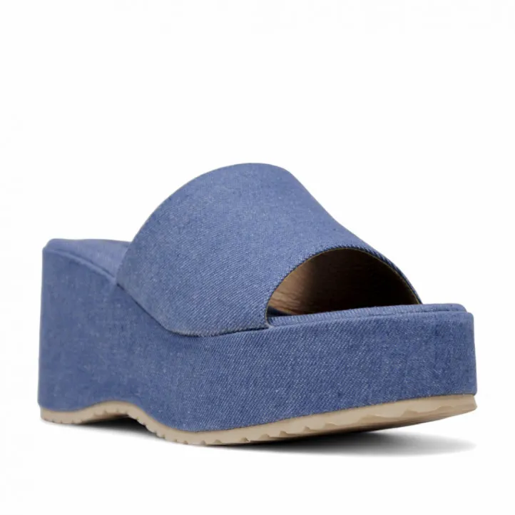 Sandalias plataformas Owel Wellington denim con ligera cuña y pala ancha