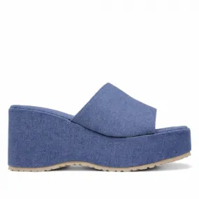 Sandalias plataformas Owel Wellington denim con ligera cuña y pala ancha