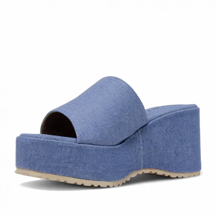 Sandalias plataformas Owel Wellington denim con ligera cuña y pala ancha