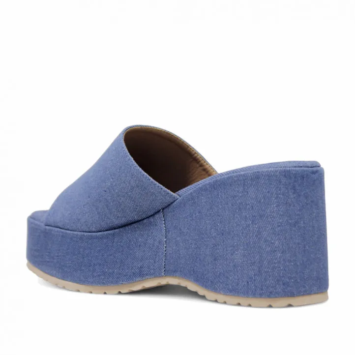 Sandalias plataformas Owel Wellington denim con ligera cuña y pala ancha