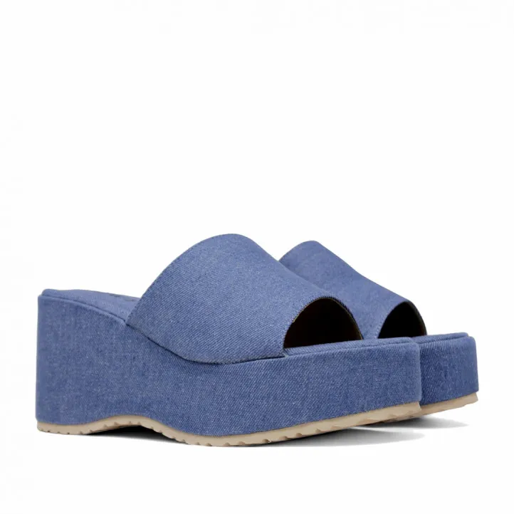 Sandalias plataformas Owel Wellington denim con ligera cuña y pala ancha