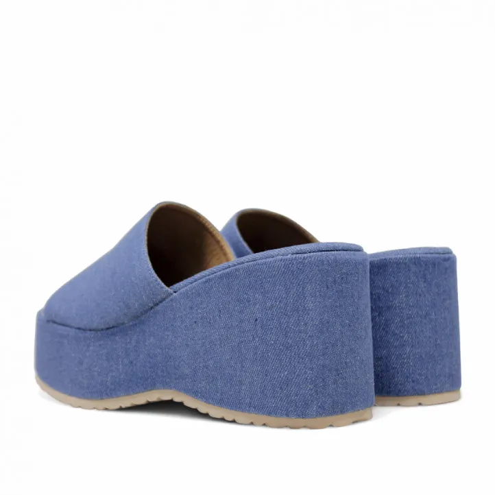 Sandalias plataformas Owel Wellington denim con ligera cuña y pala ancha