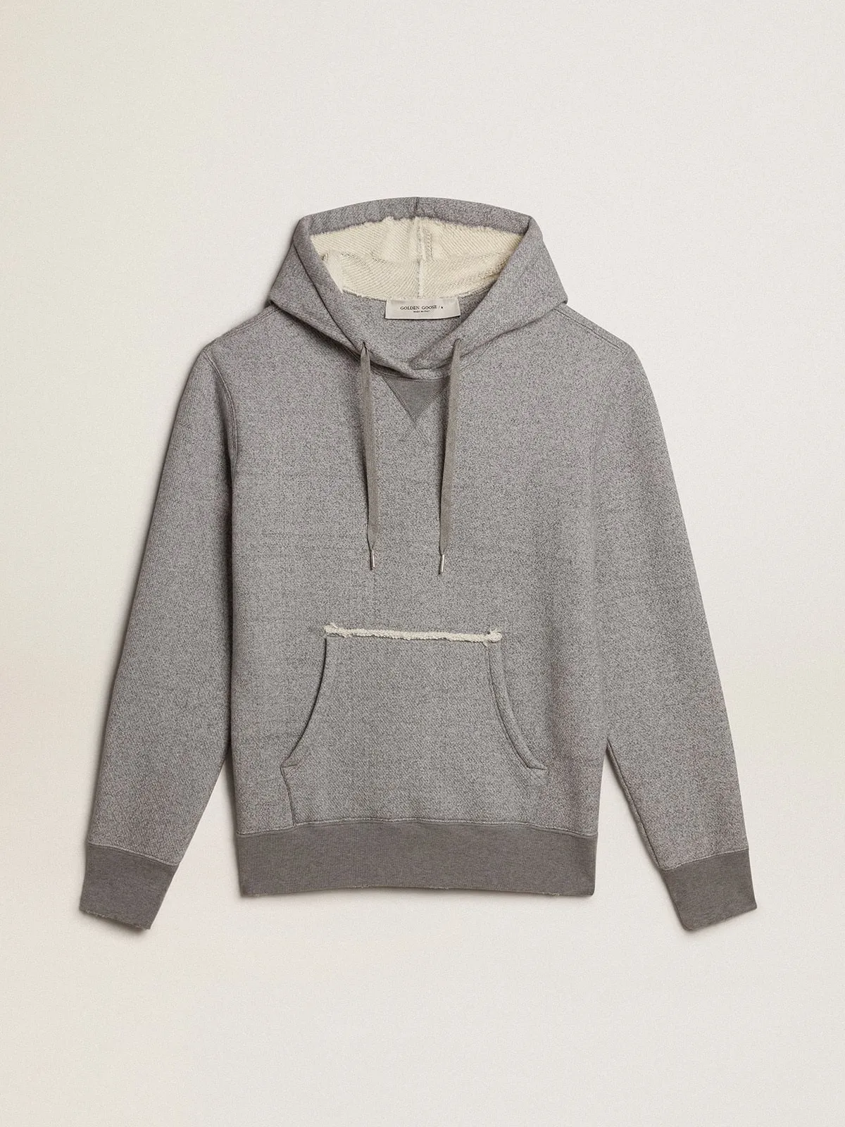 Sudadera de algodón color gris jaspeado con capucha